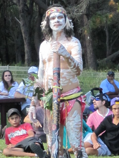 Tribal warrior at Appin Massacre Memorial 